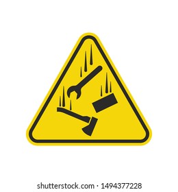 Falling Materials Sign Isolated On White Background. Yellow Triangle Warning Symbol Simple, Flat, Vector, Icon You Can Use Your Website Design, Mobile App Or Industrial Design. Vector Illustration