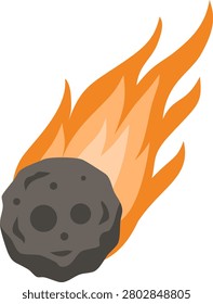falling meteor with a burning flame trail vector design