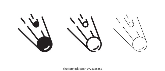 Falling meteor icon Vector. This meteor symbol is the icon symbol that burns as it enters the earth's atmosphere. Editable line. Space Icon, Space sign, symbol line vector.