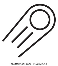 Falling meteor line vector icon