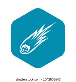 Falling meteor with long tail icon in simple style isolated vector illustration