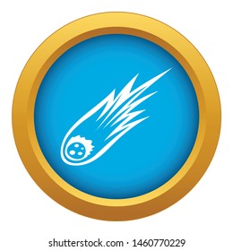 Falling meteor with long tail icon blue vector isolated on white background for any design