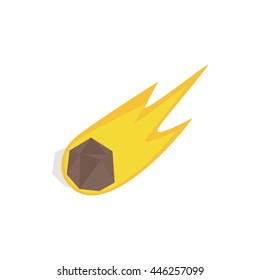 Falling meteor with long tail icon in isometric 3d style on a white background