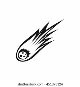Falling meteor with long tail icon in simple style isolated vector illustration
