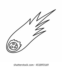 Falling meteor with long tail icon in outline style isolated vector illustration