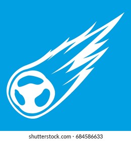 Falling meteor with long tail icon white