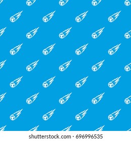 Falling meteor with long tail pattern repeat seamless in blue color for any design. Vector geometric illustration