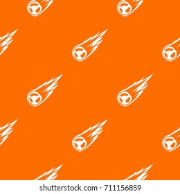 Falling meteor with long tail pattern repeat seamless in orange color for any design. Vector geometric illustration