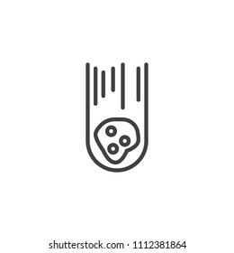 Falling meteor outline icon. linear style sign for mobile concept and web design. Flying comet or fireball simple line vector icon. Meteorite symbol, logo illustration. Pixel perfect vector graphics
