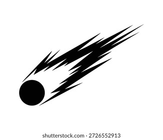 Icono de la silueta del meteoro que cae con el fondo para el espacio y los temas de la ciencia.