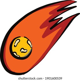 Falling meteorite, illustration, vector on a white background.