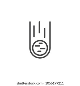 Falling Meteorite outline icon. linear style sign for mobile concept and web design. Ð¡omet asteroid simple line vector icon. Symbol, logo illustration. Pixel perfect vector graphics