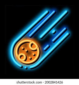 Falling Meteorite Sphere neon light sign vector. Glowing bright icon Falling Meteorite Sphere sign. transparent symbol illustration
