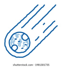Falling Meteorite Sphere sketch icon vector. Hand drawn blue doodle line art Falling Meteorite Sphere sign. isolated symbol illustration
