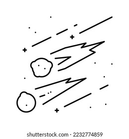 falling meteors line icon vector. falling meteors sign. isolated contour symbol black illustration
