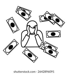 Falling money bills. Financial success concept. Wealth prosperity symbol. Abundance vector graphic.