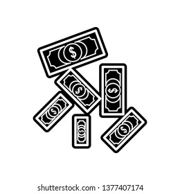 falling money bills icon. Element of Casino for mobile concept and web apps icon. Glyph, flat icon for website design and development, app development