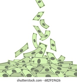 Falling money isolated on white background