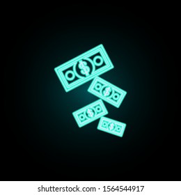 Falling money neon icon. Simple thin line, outline vector of banking icons for ui and ux, website or mobile application