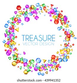 Falling Multicolor Gems. Treasure Design. Abstract Luxury and Game Background. Vector illustration