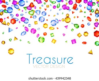 Falling Multicolor Gems. Treasure Design. Abstract Luxury and Game Background. Vector illustration