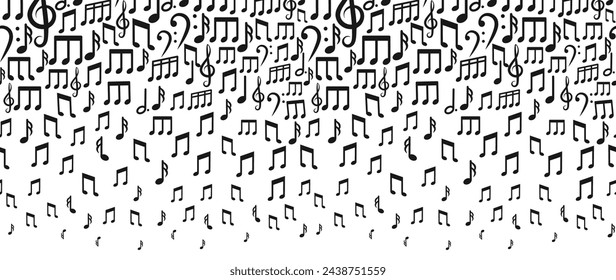 Falling music notes background. Decorative audio design