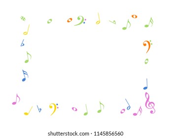 Falling Music Notes Chaos Vector Confetti. Textured Music Symbols Poster Background Elements. Vector Border, Melody Trail, Dancing Party Night or Concert Notes. Decorative Sheets Chaos Texture.