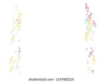 Falling Music Notes Chaos Vector Confetti. Music Symbols Texture Poster Background Elements. Party Night, Festival, Melody Notes Trail, Celebration or Concert. Decorative Sheets Chaos Icons.