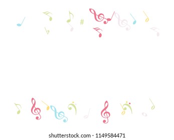 Falling Music Notes Chaos Vector Confetti. Textured Music Symbols Poster Background Elements. Vector Border, Melody Trail, Dancing Party Night or Concert Notes. Decorative Sheets Chaos Effect.