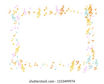 Falling Music Notes Chaos Vector Confetti. Abstract Music Symbols Poster Background Elements. Vector Border, Melody Trail, Celebration Night or Concert Notes. Decorative Sheets Chaos Texture.