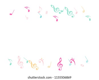 Falling Music Notes Chaos Vector Confetti. Cool Poster Background Elements with Music Symbols. Vector Border, Melody Trail, Celebration Night or Concert Notes. Decorative Sheets Chaos Effect.