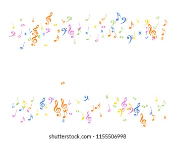 Falling Music Notes Chaos Vector Confetti. Nice Poster Background Elements with Music Symbols. Party Night, Festival, Melody Notes Trail, Celebration or Concert. Decorative Sheets Chaos Texture.