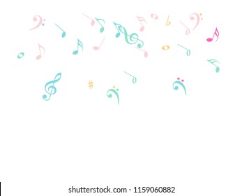 Falling Music Notes Chaos Vector Confetti. Textured Music Symbols Poster Background Elements. Vector Frame, Melody, Dancing Party Night or Festival Showering Notes. Decorative Sheets Chaos Pattern.