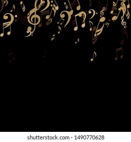 Falling Musical Notes, Bass and Treble Clefs. Vector Background.