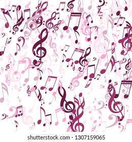 Falling Musical Notes. Creative Background with Notes, Bass and Treble Clefs. Vector Element for Musical Poster, Banner, Advertising, Card. Minimalistic Simple Background.