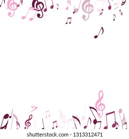 Falling Musical Notes. Creative Background with Notes, Bass and Treble Clefs. Vector Element for Musical Poster, Banner, Advertising, Card. Minimalistic Simple Background.