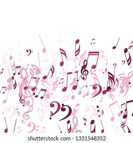 Falling Musical Notes. Creative Background with Notes, Bass and Treble Clefs. Vector Element for Musical Poster, Banner, Advertising, Card. Minimalistic Simple Background.