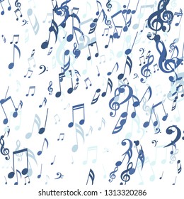 Falling Musical Notes. Trendy Background with Notes, Bass and Treble Clefs. Vector Element for Musical Poster, Banner, Advertising, Card. Minimalistic Simple Background.