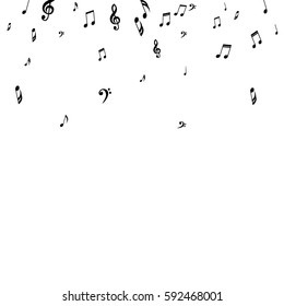 Falling Notes Background. Frame of Treble Clefs, Bass Clefs and Musical Notes