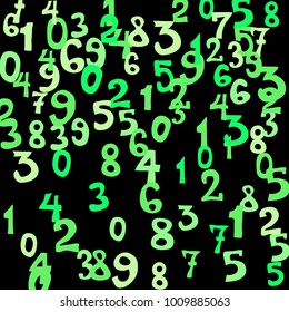 Falling numbers abstract background. Abstract background of color numbers for card or print. Pattern of randomly distributed numbers from zero to nine in color.