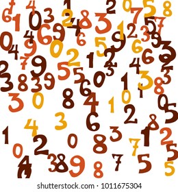 Falling numbers abstract background. Abstract background of color numbers for card or banner. Pattern of randomly distributed numbers from zero to nine in color.