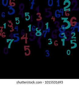 Falling numbers abstract background. Abstract background of color numbers for card or banner. Pattern of randomly distributed numbers from zero to nine in color.