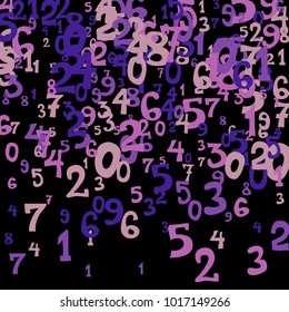 Falling numbers abstract background. Abstract background of color numbers for banner or poster. Pattern of randomly distributed numbers from zero to nine in color.