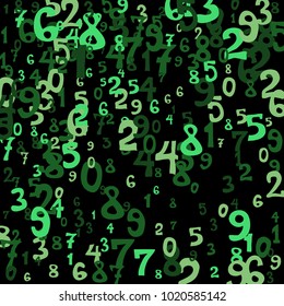 Falling numbers abstract background. Abstract background of color numbers for card or print. Pattern of randomly distributed numbers from zero to nine in color.