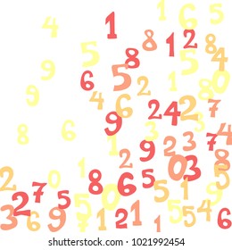 Falling numbers abstract background. Abstract background of color numbers for banner or poster. Pattern of randomly distributed numbers from zero to nine in color.