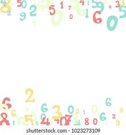 Falling numbers abstract background. Abstract background of color numbers for card or banner. Pattern of randomly distributed numbers from zero to nine in color.