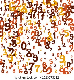 Falling numbers abstract background. Abstract background of color numbers for card or print. Pattern of randomly distributed numbers from zero to nine in color.