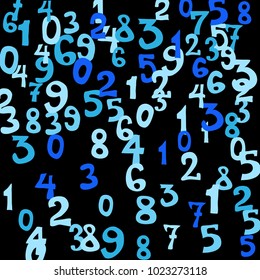 Falling numbers abstract background. Abstract background of color numbers for card or banner. Pattern of randomly distributed numbers from zero to nine in color.