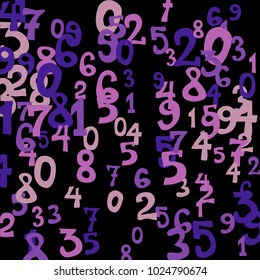 Falling numbers abstract background. Abstract background of color numbers for card or print. Pattern of randomly distributed numbers from zero to nine in color.