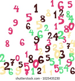 Falling numbers abstract background. Abstract background of color numbers for card or print. Pattern of randomly distributed numbers from zero to nine in color.